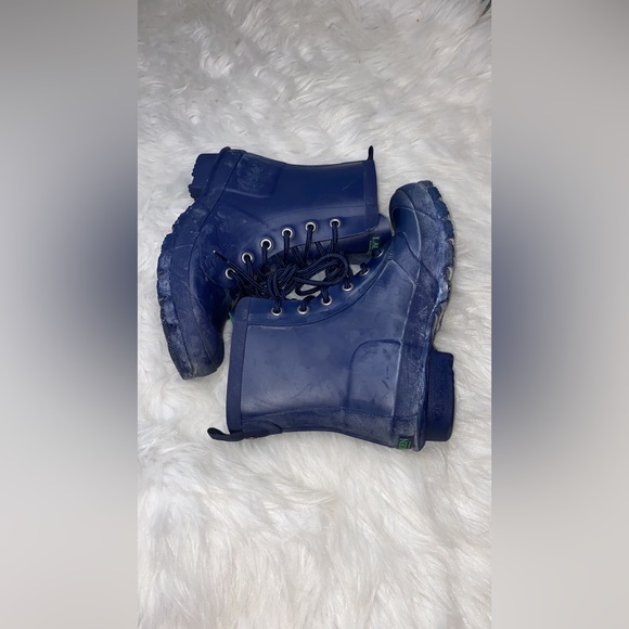 Womens Lauren Ralph Lauren Mikenna Short Lace Up Rain Boots - Blue Matte - Picture 2 of 9